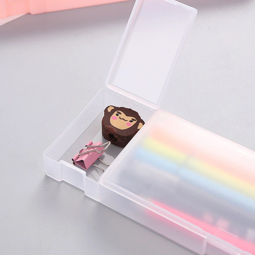 

Plastic Stationery Box Sturdy Pencil Case Multifunction Durable Supplies Translucent