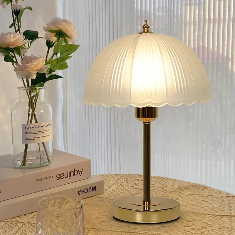 Creative New LED Glass Small Table Lamp Living Room Study Bedroom Bedside Atmosphere Decorative Lighting
