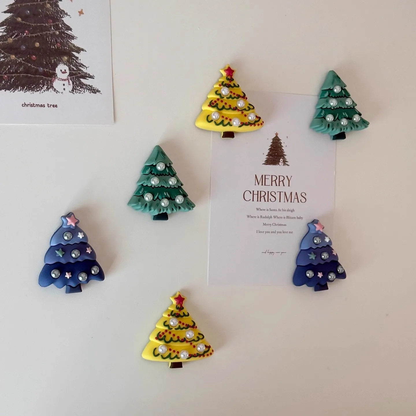 Diy Christmas Fridge Magnet Decorative Tree Strong Suction Soft Magnetic Christmas Eve 3D Stereoscopic Magnetic Cartoon Stickers