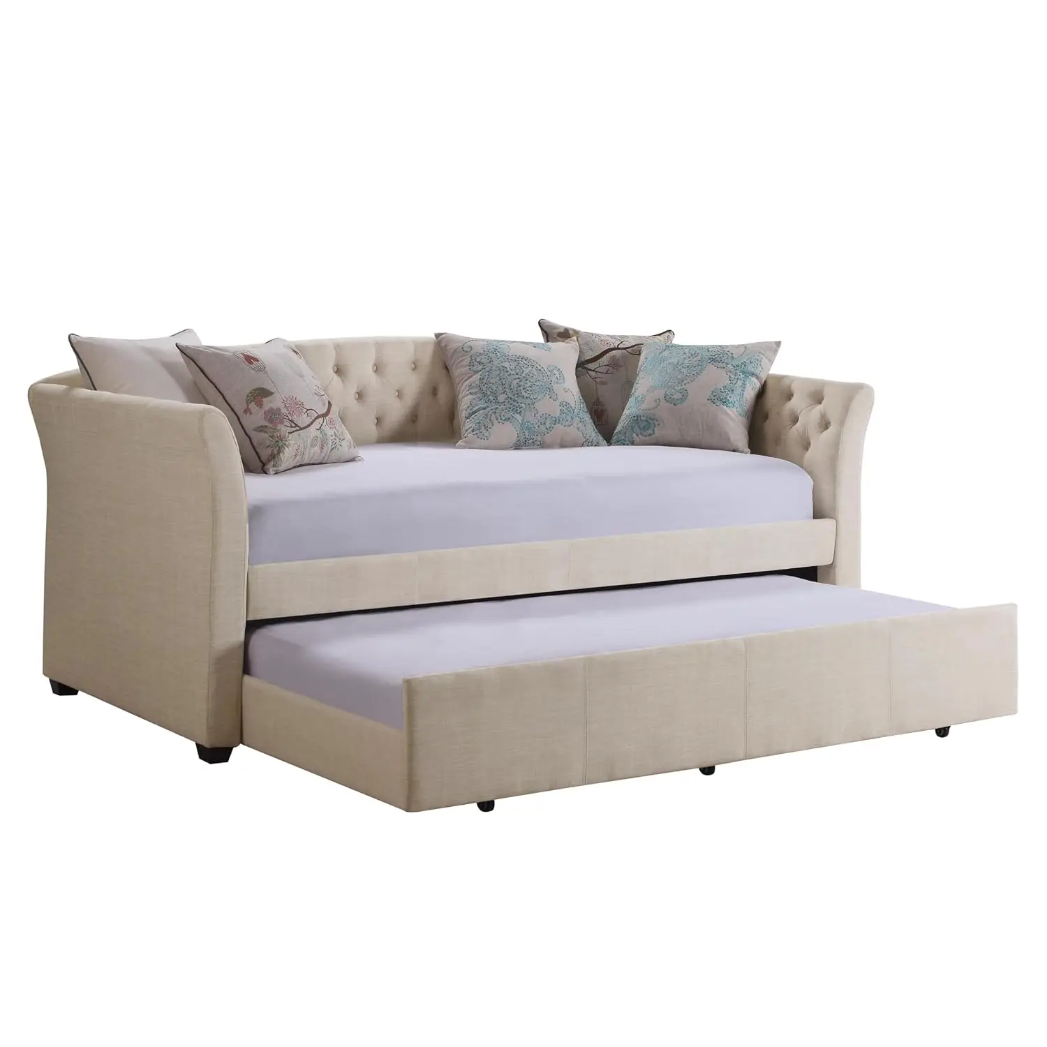 Adrie Upholstered Twin Daybed with Tufted Button & Trundle, Sofa for Living Room Bedroom Guest Room, Velvet, Customized