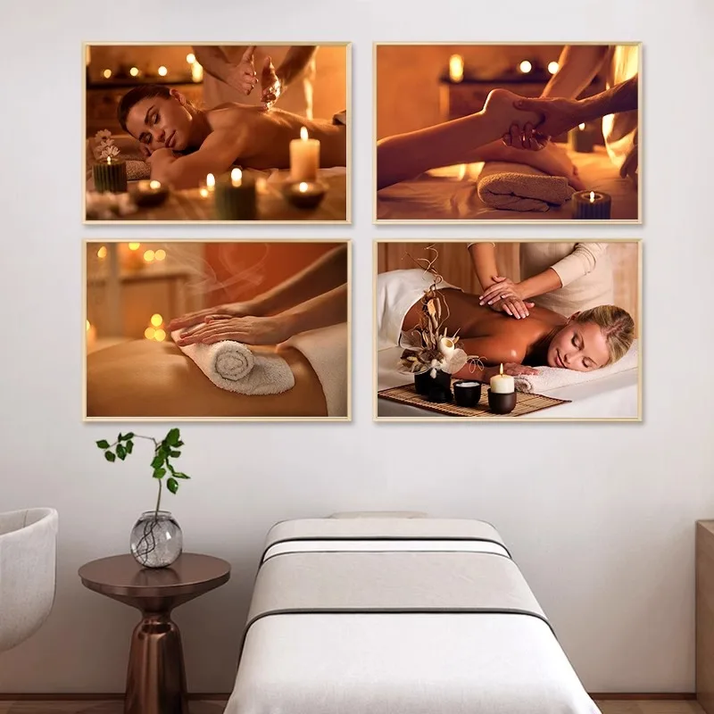 Massage Beauty SPA Health Center Background Picture Moxibustion Foot Bath Shop Posters Canvas Wall Art Home Decor Paintings