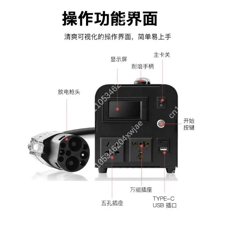 Portable EV Discharge Gun 5.5KW DC Output Compatible with Multiple International Charging Standards