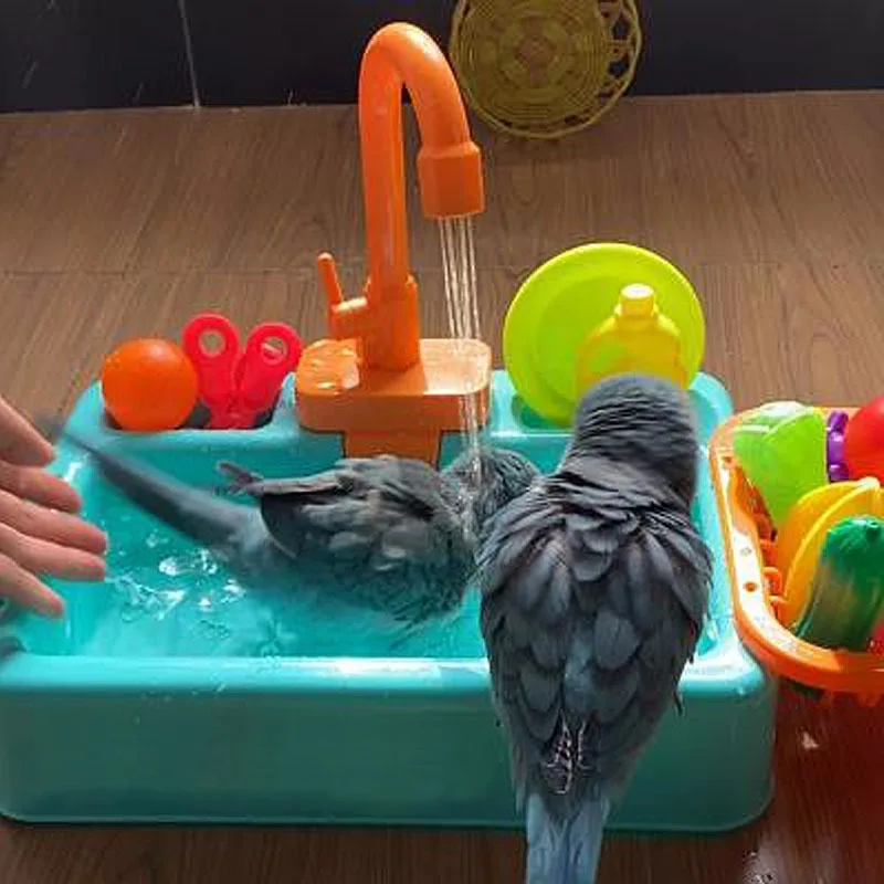 Bird Shower Bath Parrot Automatic Bath Basin Faucet Standing Wash Shower Box Bird Bathtub Toys Pet Bird Cleaning Accessories