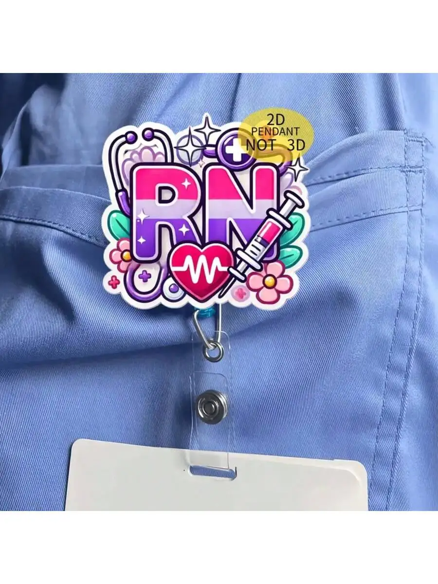 قطعة واحدة من بكرة شارة قابلة للسحب للممرضات اللطيفة - حامل معرف أكريليك متين للممرضات وعمال المكاتب والطلاب، أساسيات المكتب المدرسي