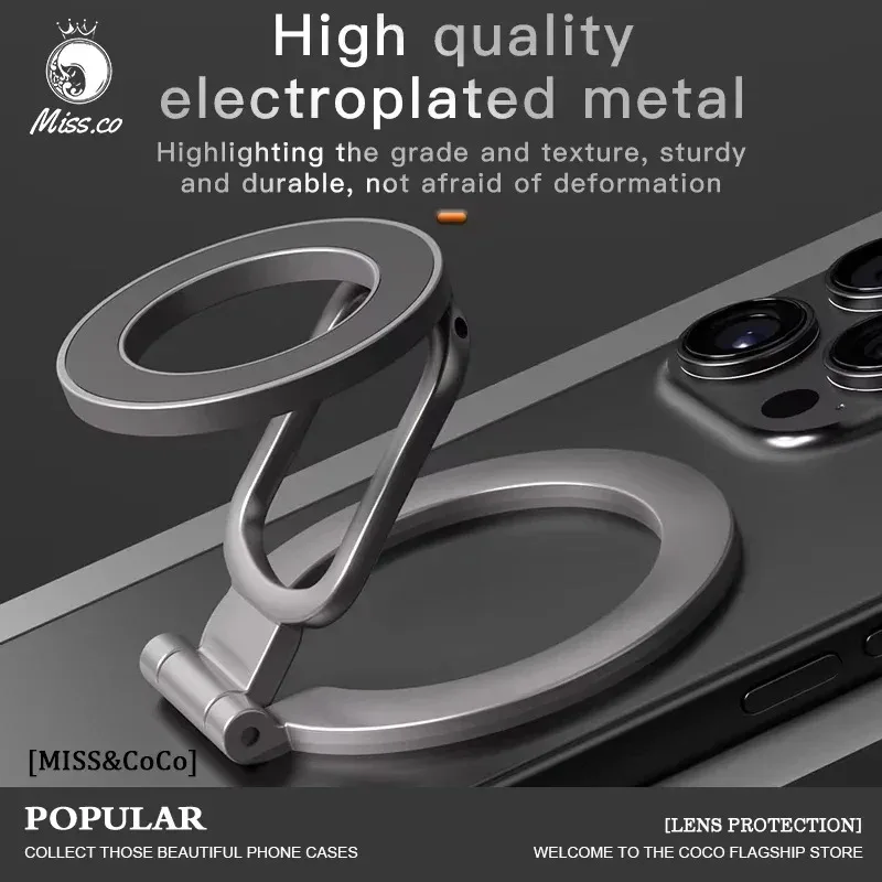 

2025 Double-Sided MagSafe Phone Holder for iPhone 14/15/16, Foldable 360 ° Rotating Stand with Strong Magnet & Finger Grip