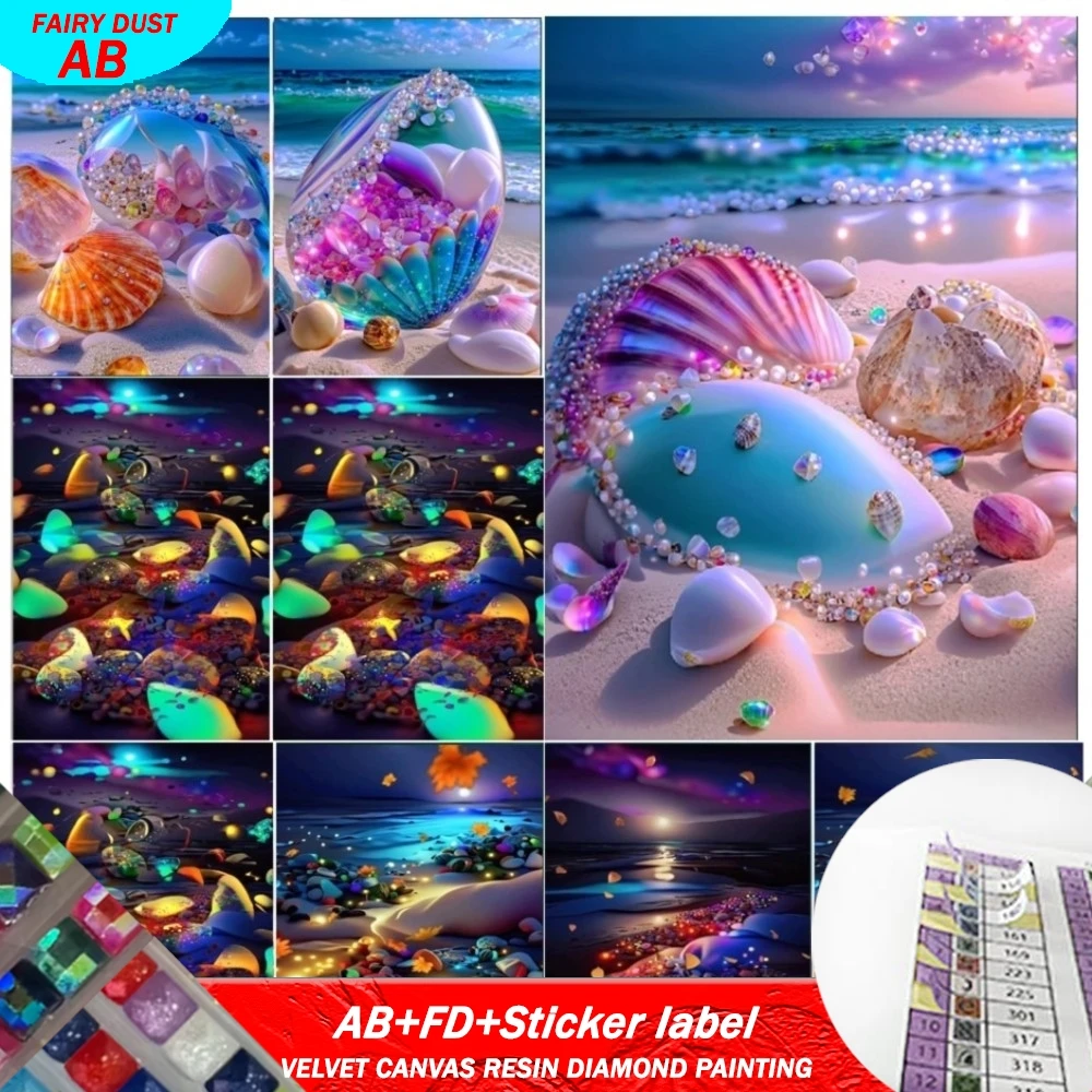 

5D DIY AB FD Смола Квадратная Алмазная Картина С Наклейками Фэнтези Ракушка Приморская Вышивка Мозаика Искусство Хобби Ремесла Домашний Декор