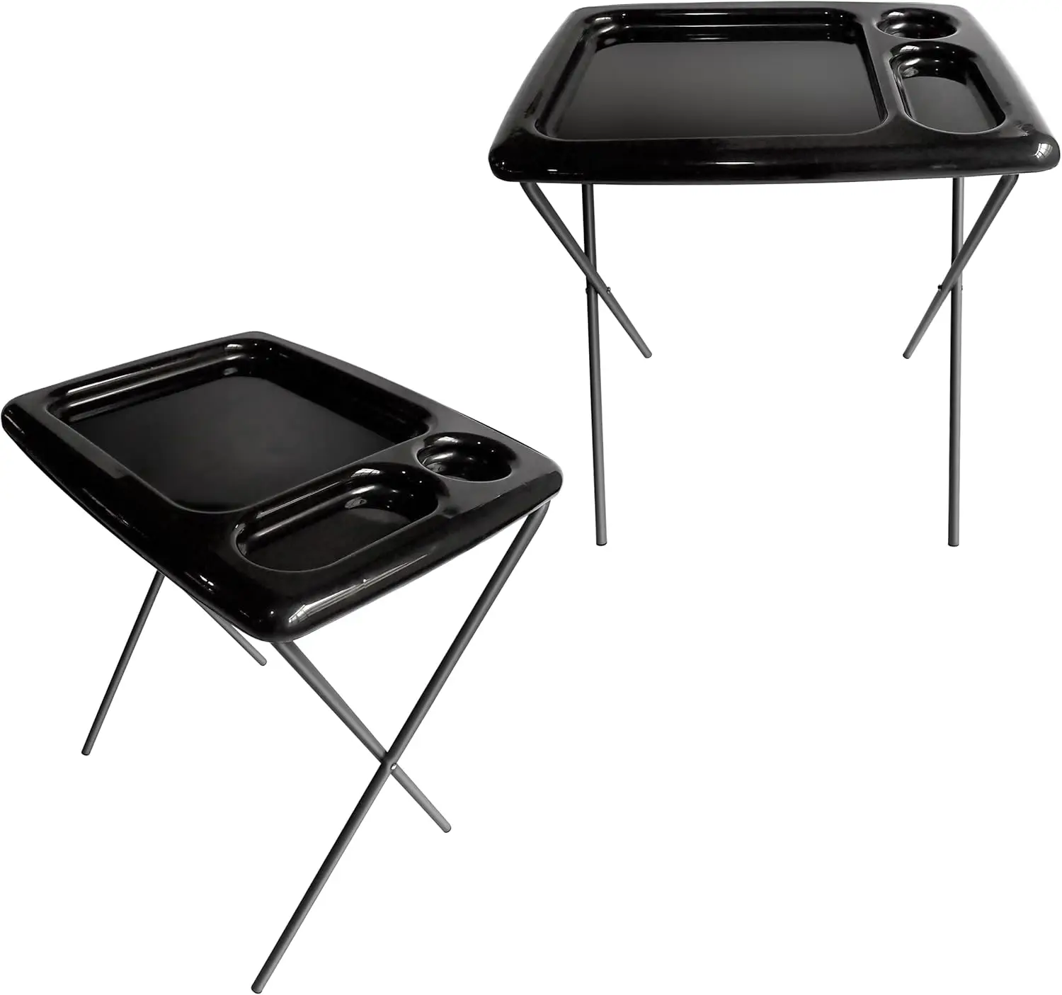 

2-Pack Black Folding TV Tray Table, 17x22x26 Inches, Portable for Indoor-Outdoor Use with Laptop & Dining Space