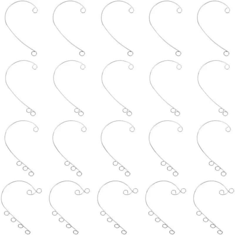 

120 шт., 4 стиля, серьги-манжеты «сделай сам», серьги-манжеты из нержавеющей стали 316, 2 ~ 6 петель, серьги «сделай сам» для ушей без пирсинга, 55 ~ 59 мм, ушной кликер