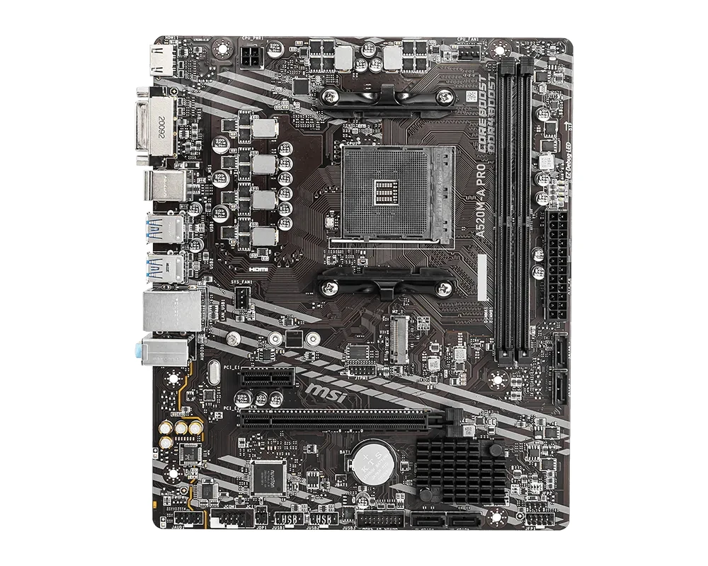 MSI A520M-A PRO Motherboard A520M Socket AM4 2x DDR4 64GB M.2 Micro-ATX support Ryzen 5700X 5600G 5300G 4500 3500 3900 cpu