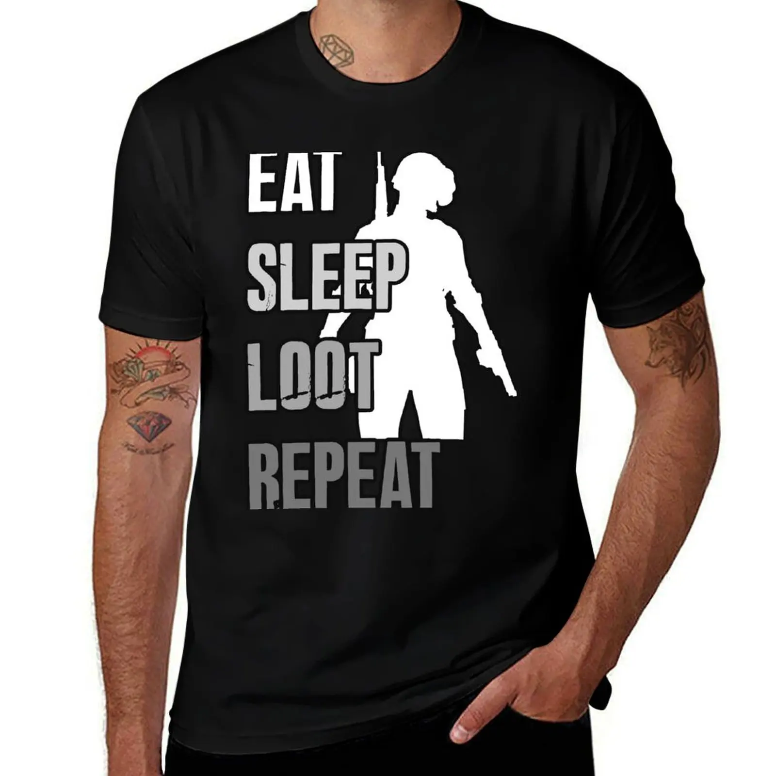 

man T-Shirt designer PUBG REPEAT - SLEEP t t shirt man cotton shirts t shirts graphic LOOT T-Shirt EAT