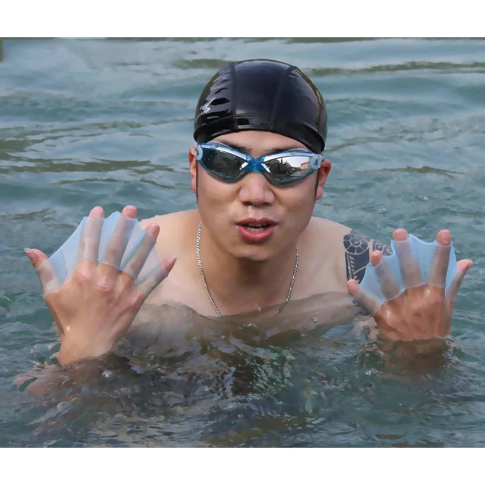 Aletas de natación de silicona para hombres, mujeres y niños, natación, piscina, deporte, entrenamiento profesional, guantes palmeados, equipo de paletas