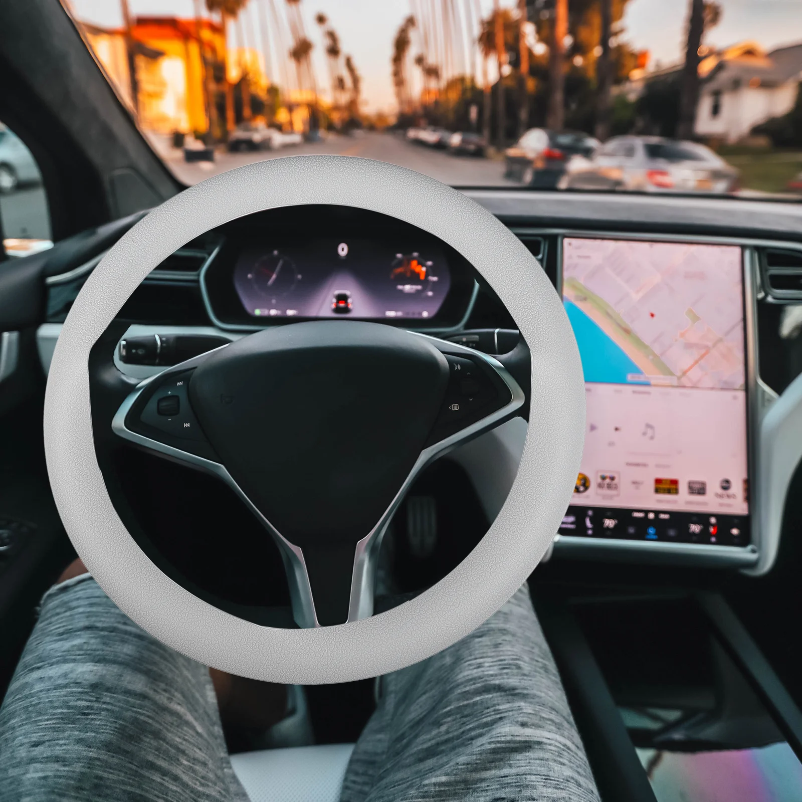 

Steering Wheel Cover Silicone Smooth Flexible Car Interior Protection Easy Install Massage For Palm Comfort Driving Decor Car