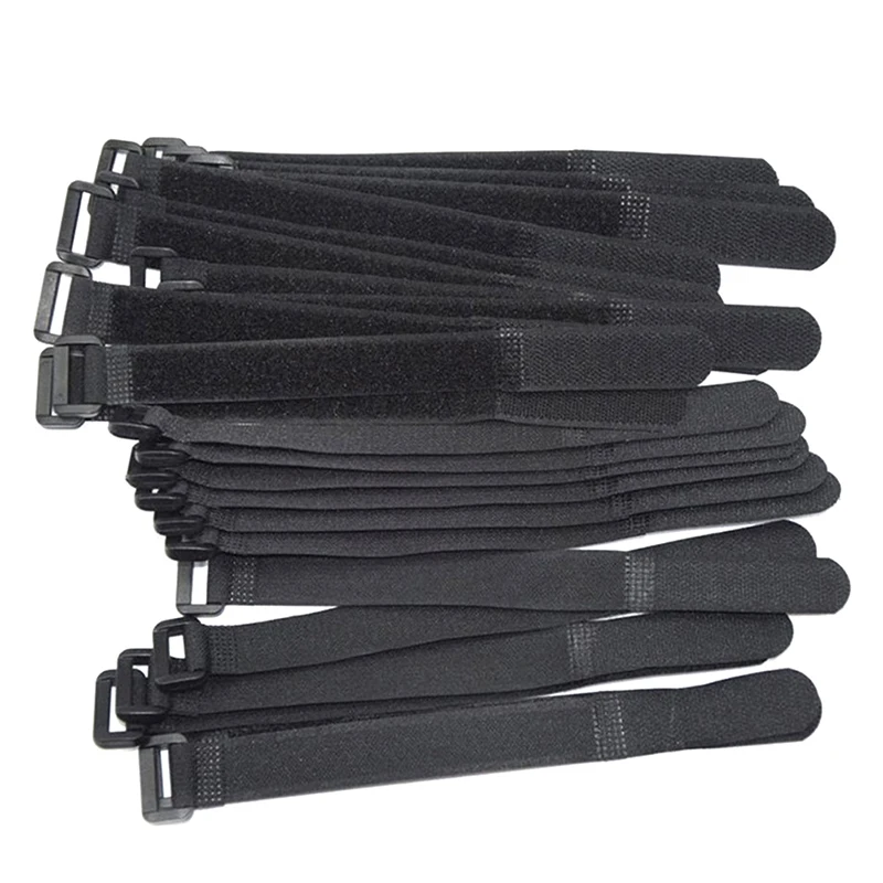 10Pcs 2*20cm Reusable Self-Adhesive Adjustable Fastening Bike Tie Loop Multifunctional Cable Strap