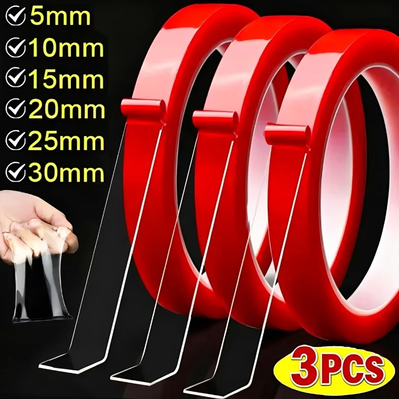 1-3Pcs Double Sided Tape Strong Fixation Transparent Tape Waterproof No Traces High Viscosity Self Adhesive Tapes Fixed Stickers
