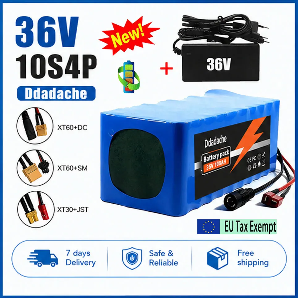 Direkt vom Hersteller: Neuer 36V 100Ah 1000W 10S4P DC/T Lithium-Ionen-Akku 100Ah für 42V E-Bike, Elektrofahrrad, Roller mit langlebigem BMS