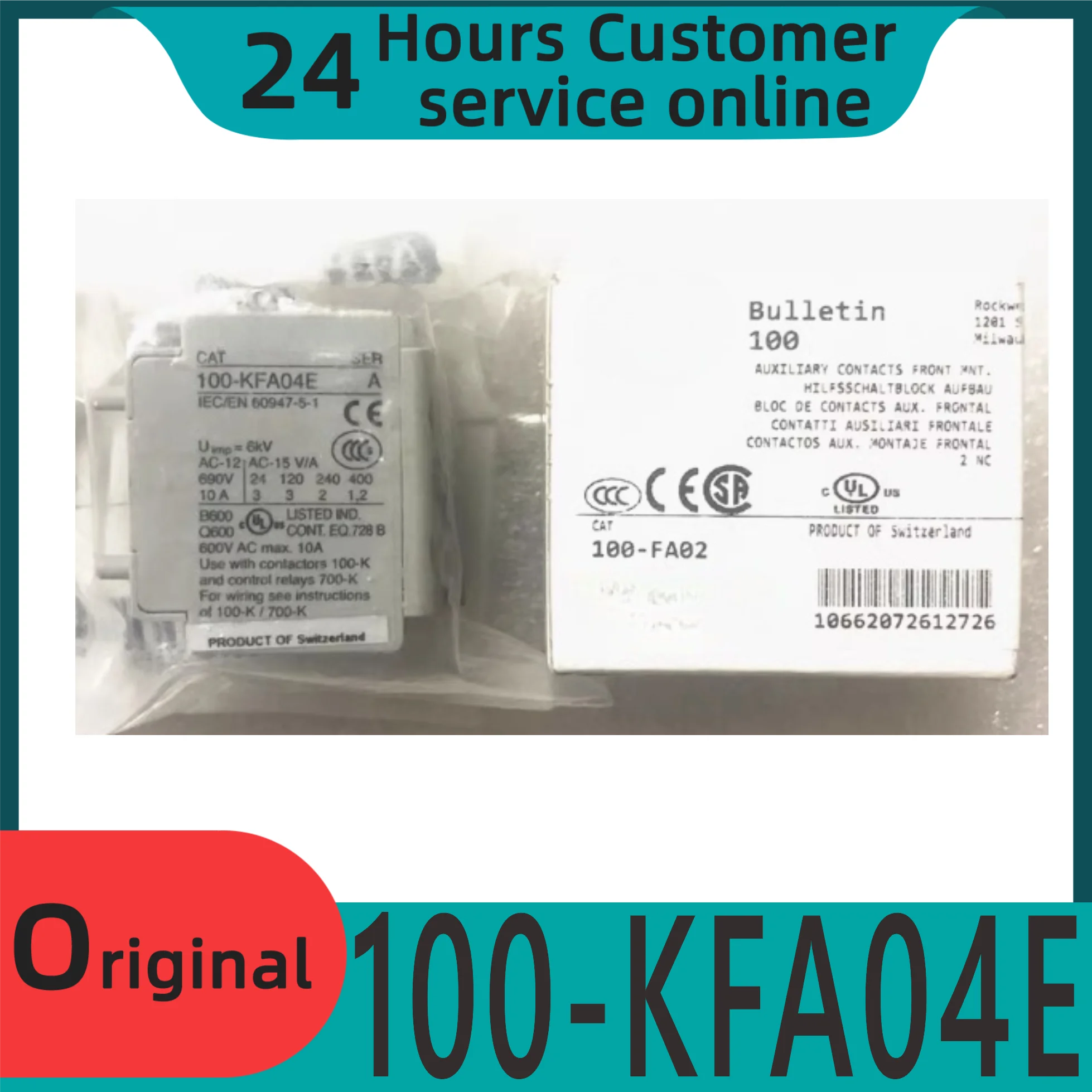 

New original contactor auxiliary contact 100-KFA04E 100-FA02