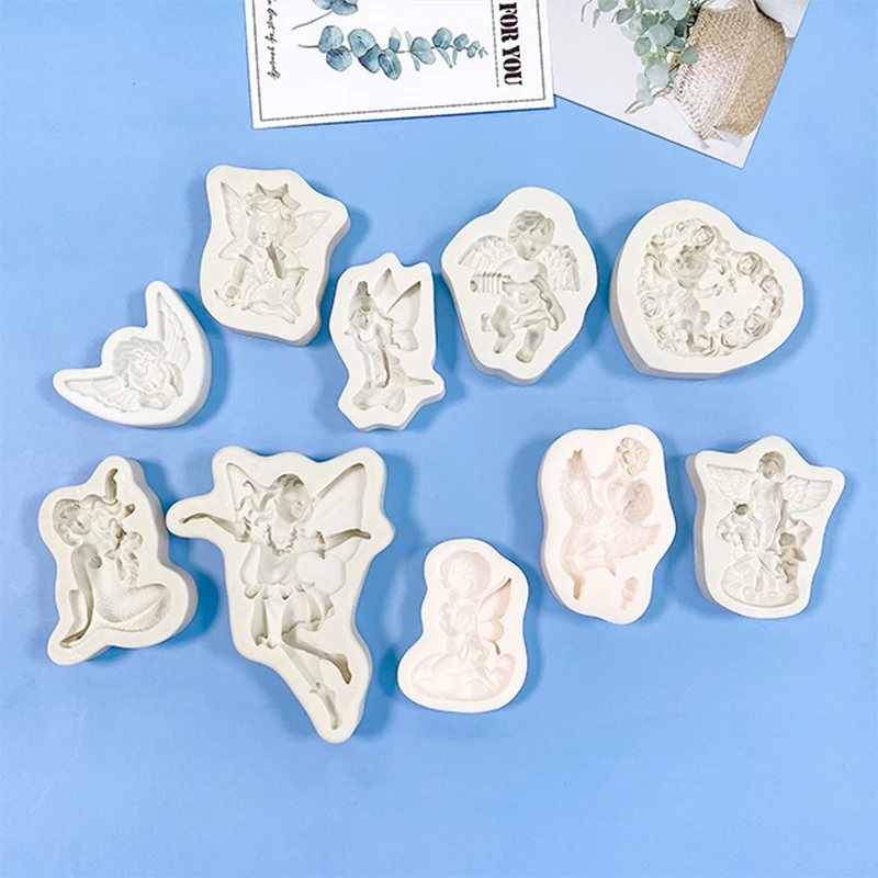 A variety of Little Angel Shape Sugar Flipping Mold DIY Chocolate Cake Decoration Baking Angel Elf Silicone Mold