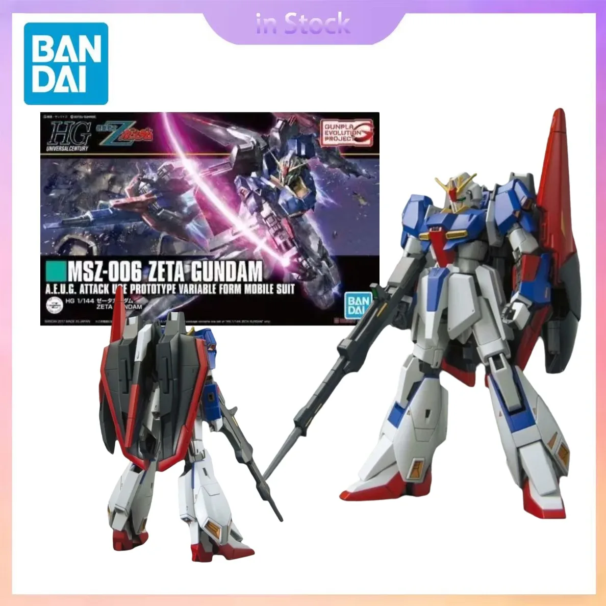 

Bandai Gundam HGUC 1/144 Z Gundam New Generation Version Zeta Anime Collection Figure Model Kits Cool Original in Stock