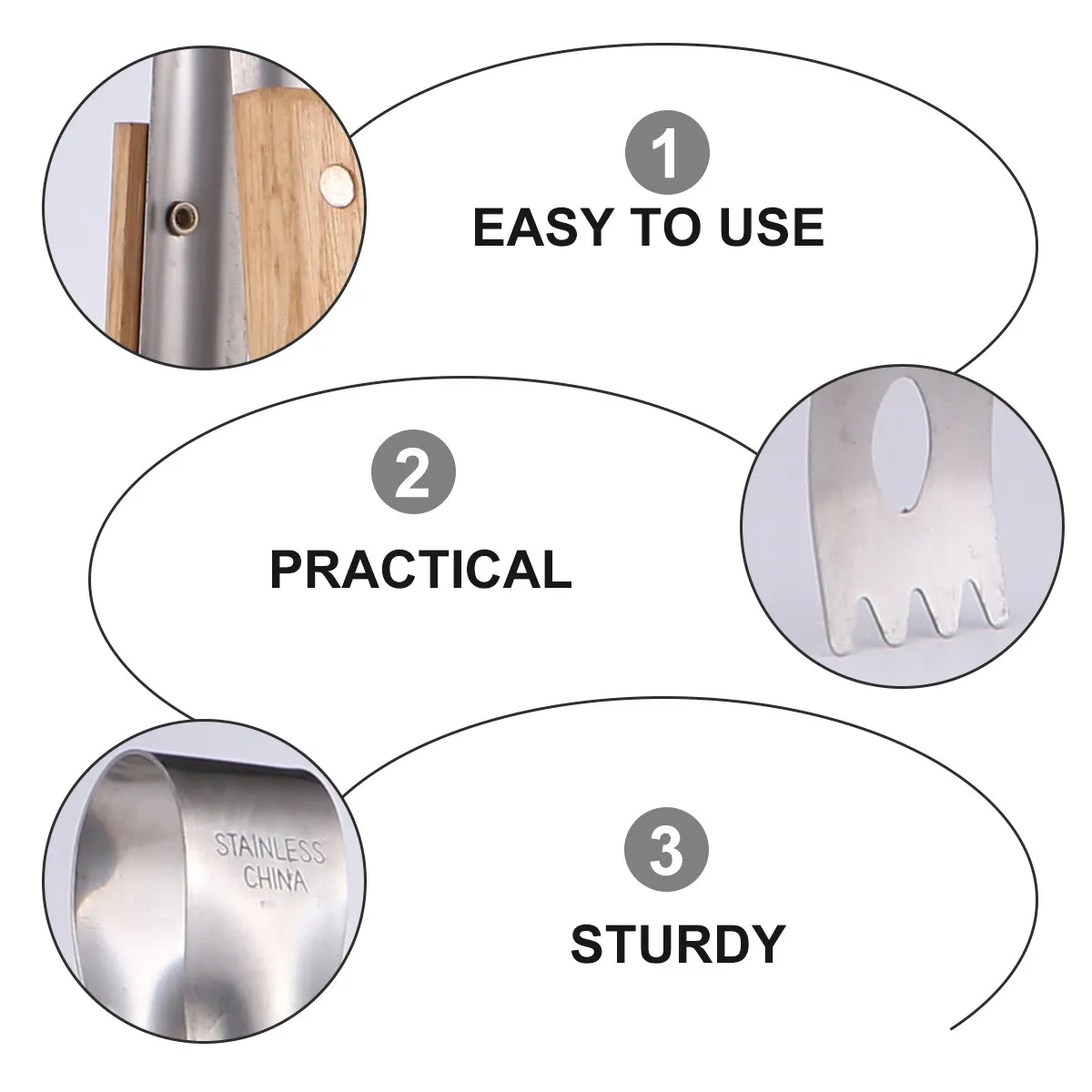 

2Pcs Tongs Stainless Steel Barbecue Clip Non-Slip Wood Handle for Cooking Grilling Outdoor Bbq