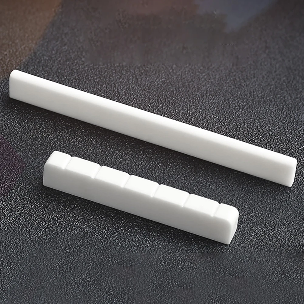 6 String Bone Guitar Bridge Saddle Nut White Bone Bridge Replacement Parts 80mm 52mm Real Bone Guitar Nut Saddle Bass For Music