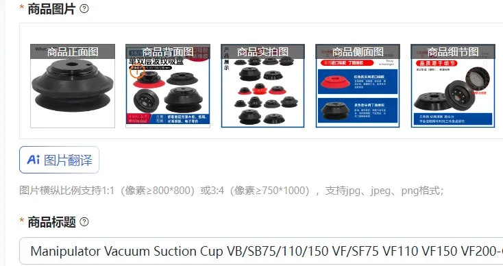 Manipulator Vacuum Suction Cup VB/SB75/110/150 VF/SF75 VF110 VF150 VF200-G2F