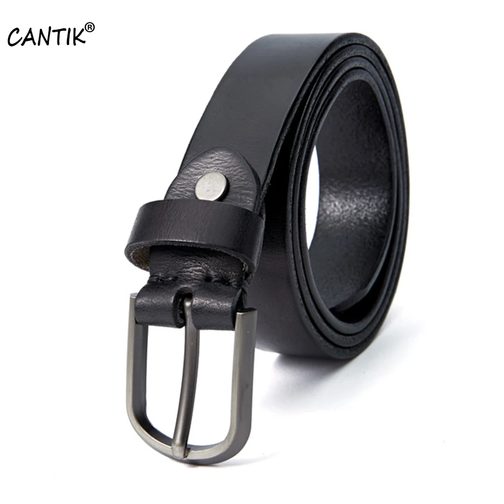 

CANTIK Top Quality Cow Genuine Leather Belts Retro Zinc Alloy Pin Buckle Metal Jeans Female Styles Accessories 28mm Wide CK10410