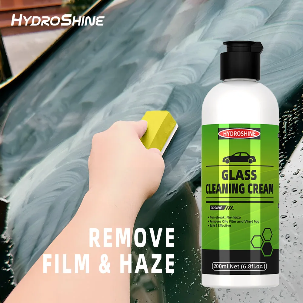 Hydroshine Car Glass Oil Film Remover Cream Windscreen Cleaner Streak-Free Water Stain Removal Cream Paste Automotive Oil Stain