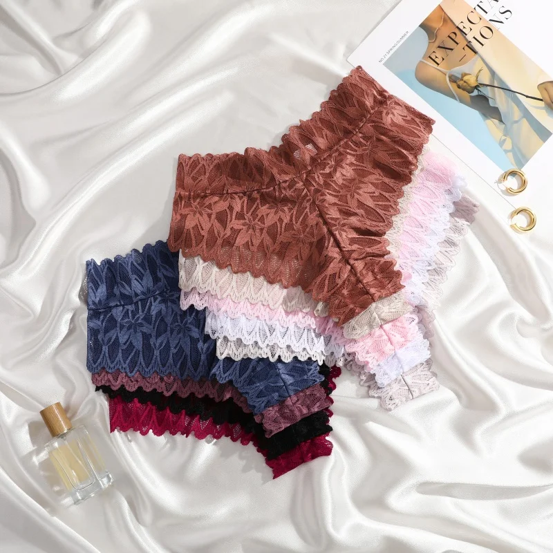 3Pcs Women Lace Hollow Out Panties Sexy Low-Waist Floral Briefs Sexy Panties Invisible Breathable Lingerie Transparent Lingerie
