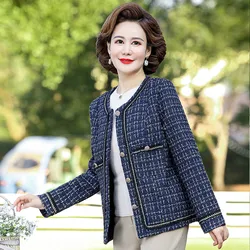 Women's Jacket Spring 2023 Elegant Tweed Coats For Women O Neck Long Sleeve Pink Autumn Woven Jacket Female Fashion New Outwear