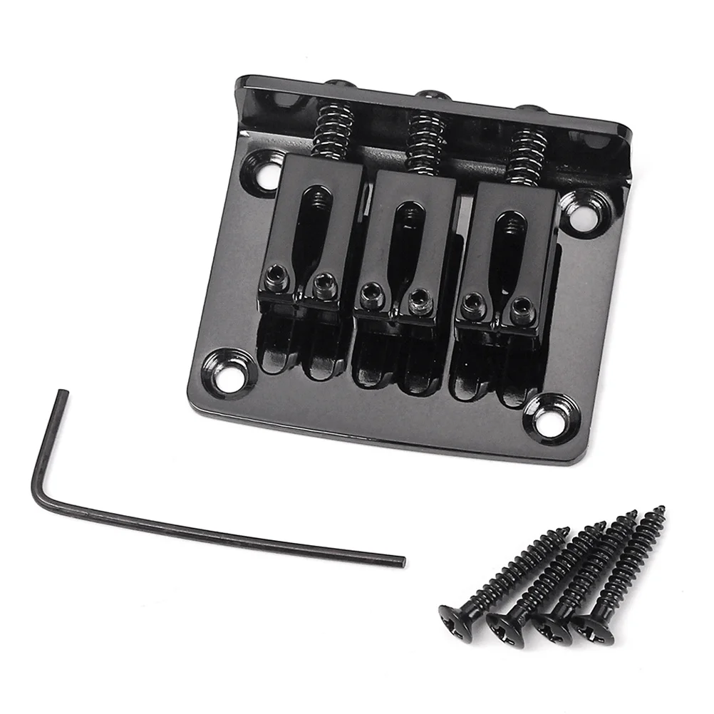 

Metal Guitar Bridge 3 String Black Gold 4 Screw Cigar Box Vintage Bass Bridge Adjustable Height Solid Durable Sweet Tone