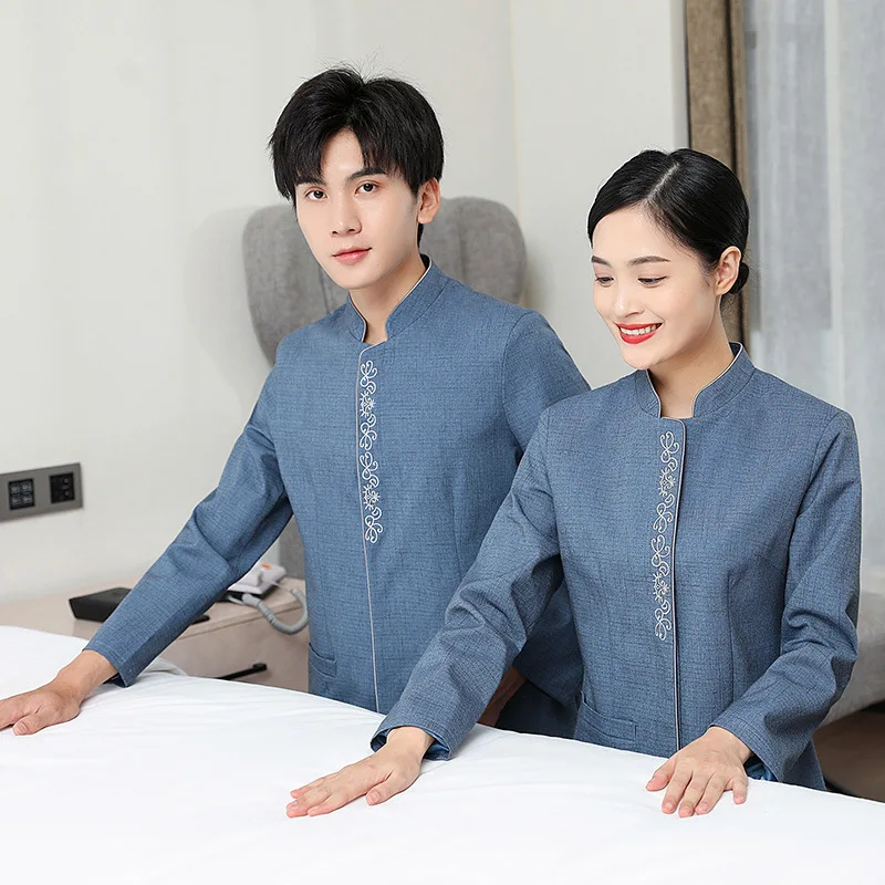 

Женская униформа с длинными рукавами для уборщиц в отелях, гостевых домах и на объектах недвижимости, рабочая одежда для персонала по обслуживанию гостиниц, осенняя коллекция.