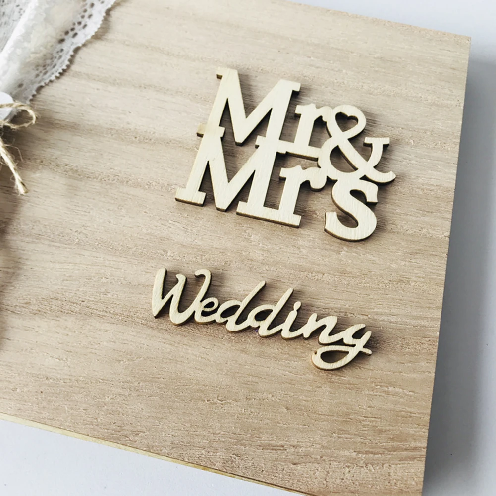 Rustic Wedding Guest Book Engraved Mr Mrs Sign Guestbook Photo Album Gift Decor