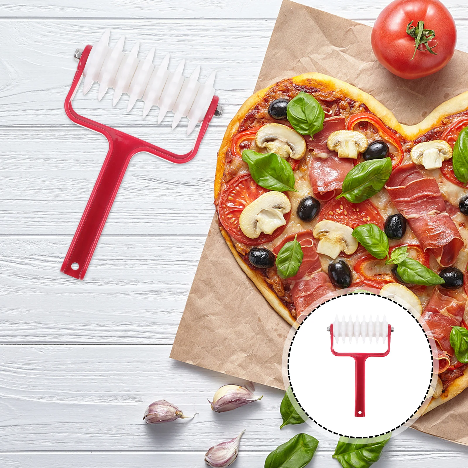 1 قطعة ثقب البيتزا الناخس الأحمر البيتزا أداة فرد العجين دوكر المعجنات إبرة عجلة المطبخ أداة المعجنات إبرة عجلة #4