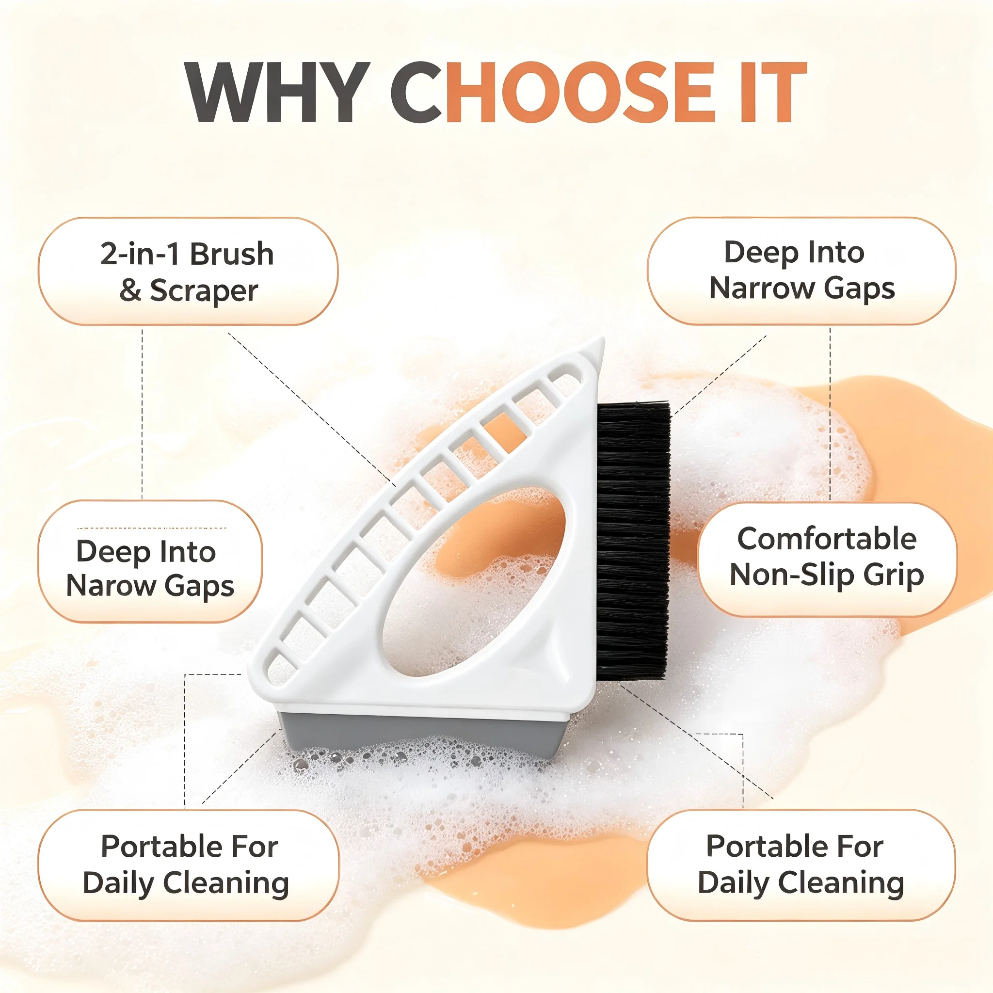 Multifunctional Gap Cleaning Brush, Tiny Crevice Deep Clean Tool for Window Grooves, Multi-Scene Household Cleaning Accessory