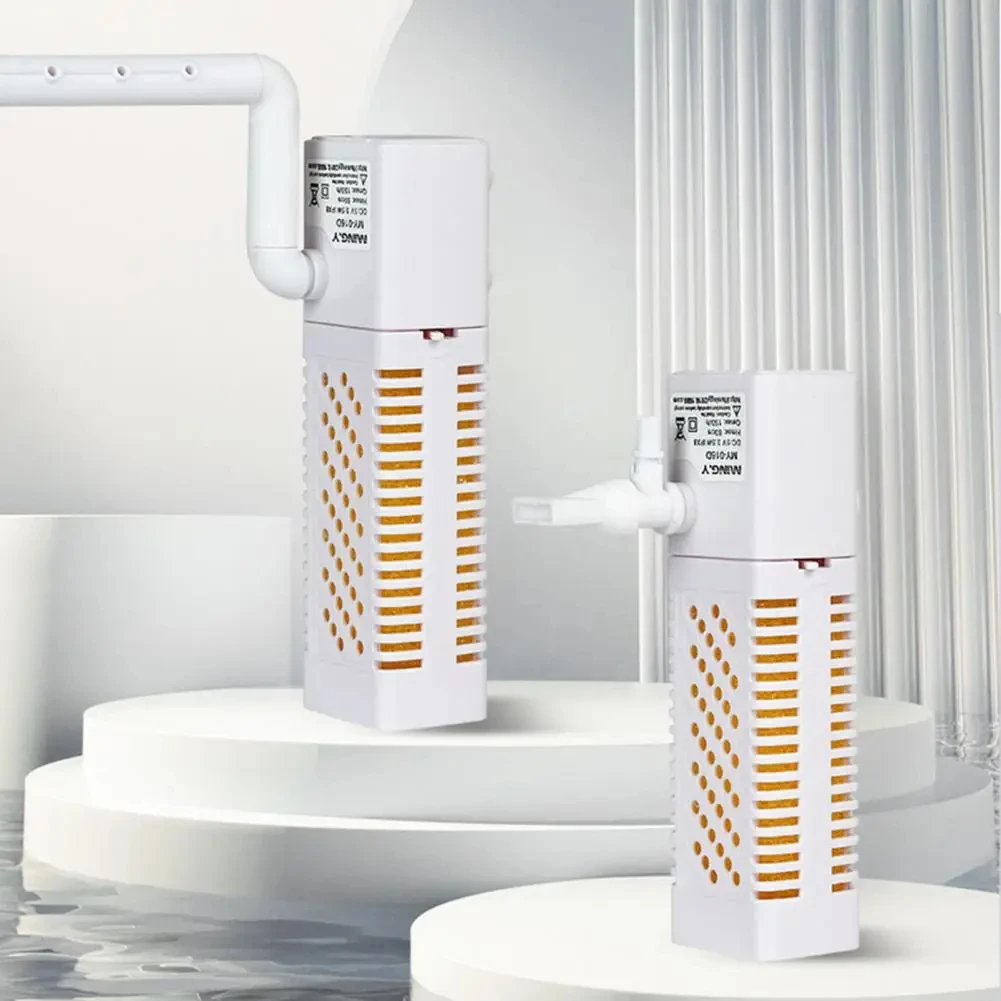 

3-in-1 Aquarium Fish Tank Filter with Adjustable Outlet Angle USB Pump Wave Maker Oxygen Filtering for Fish Turtle Tanks