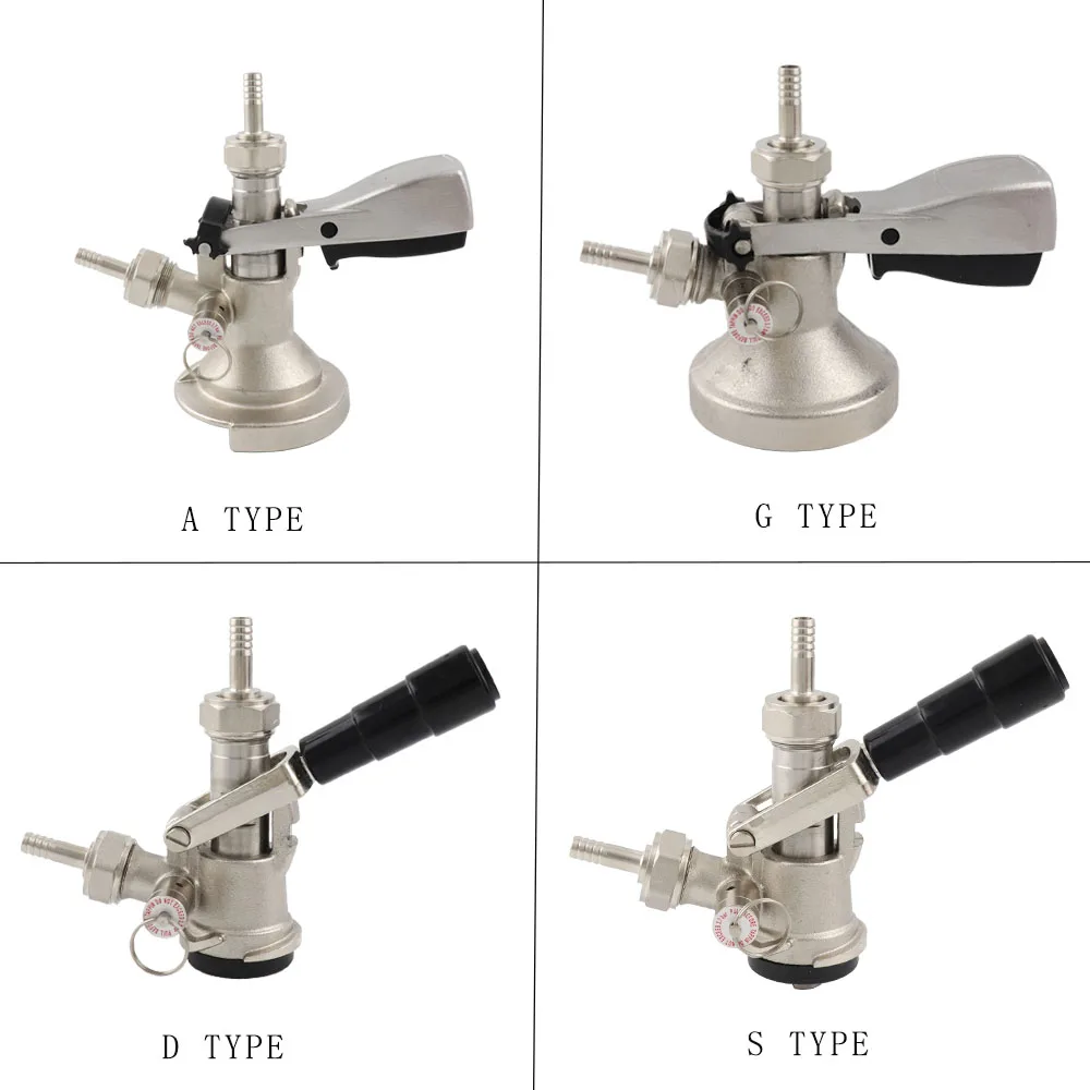 Beer Keg Coupler Sankey Tap System A D G S Type with Stainless Steel Probe Pressure Valve Homebrew Kegerator Keg Dispenser