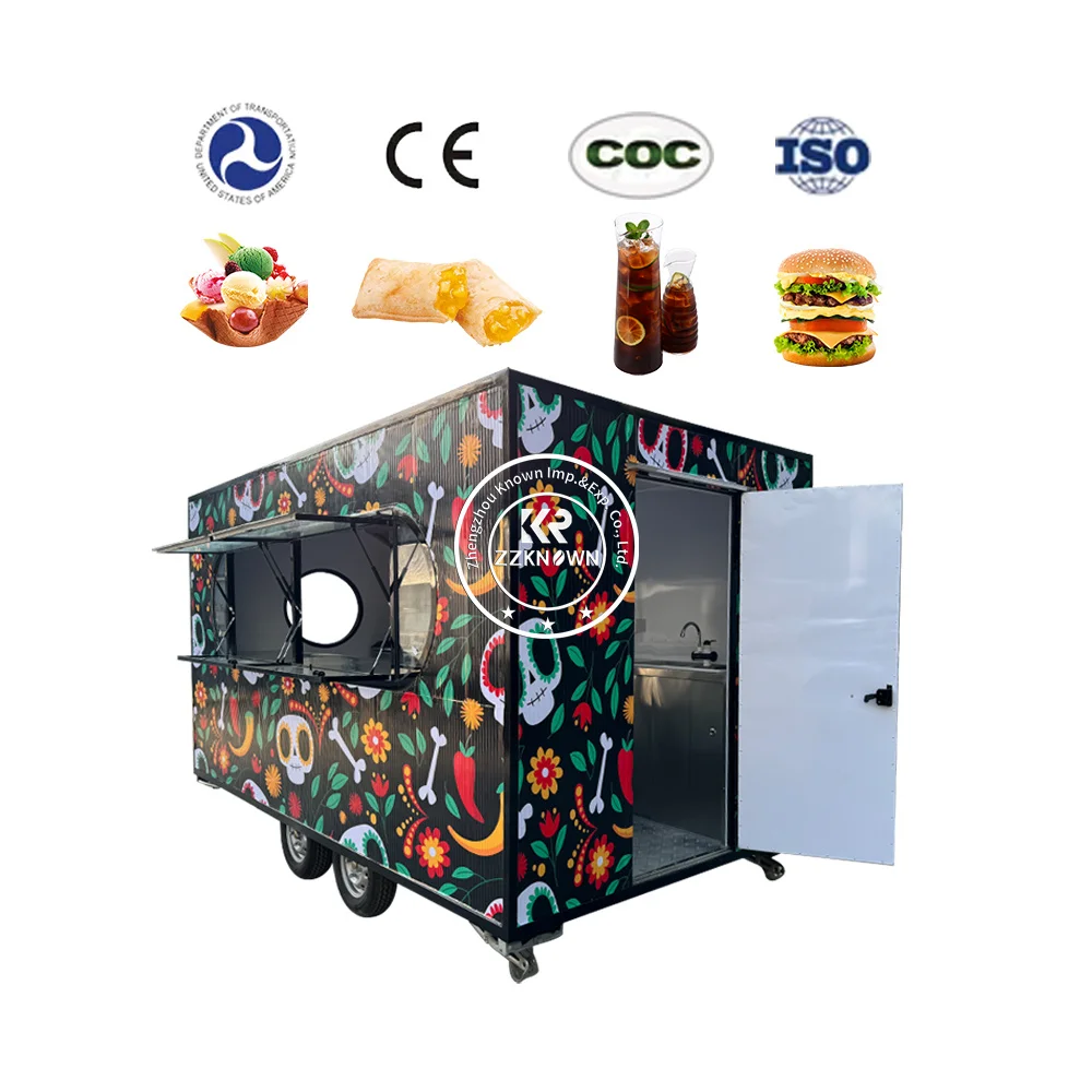 2024 Wholesale Price Customized Push-pull Window Mobile Catering Food Trailer Cart Fast Food Truck