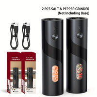 2pcs Rechargeable Electric Salt and Pepper Grinder Mills Set Adjustable Coarseness 110ml capacity for Home Bbq Restaurant Outdoo