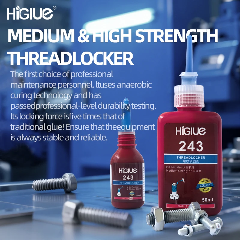 243 Blue Medium Strength Threadlocker, Screw Adhesive, Anaerobic Adhesive, Removable, Waterproof, Rust-proof and Corrosion-resis