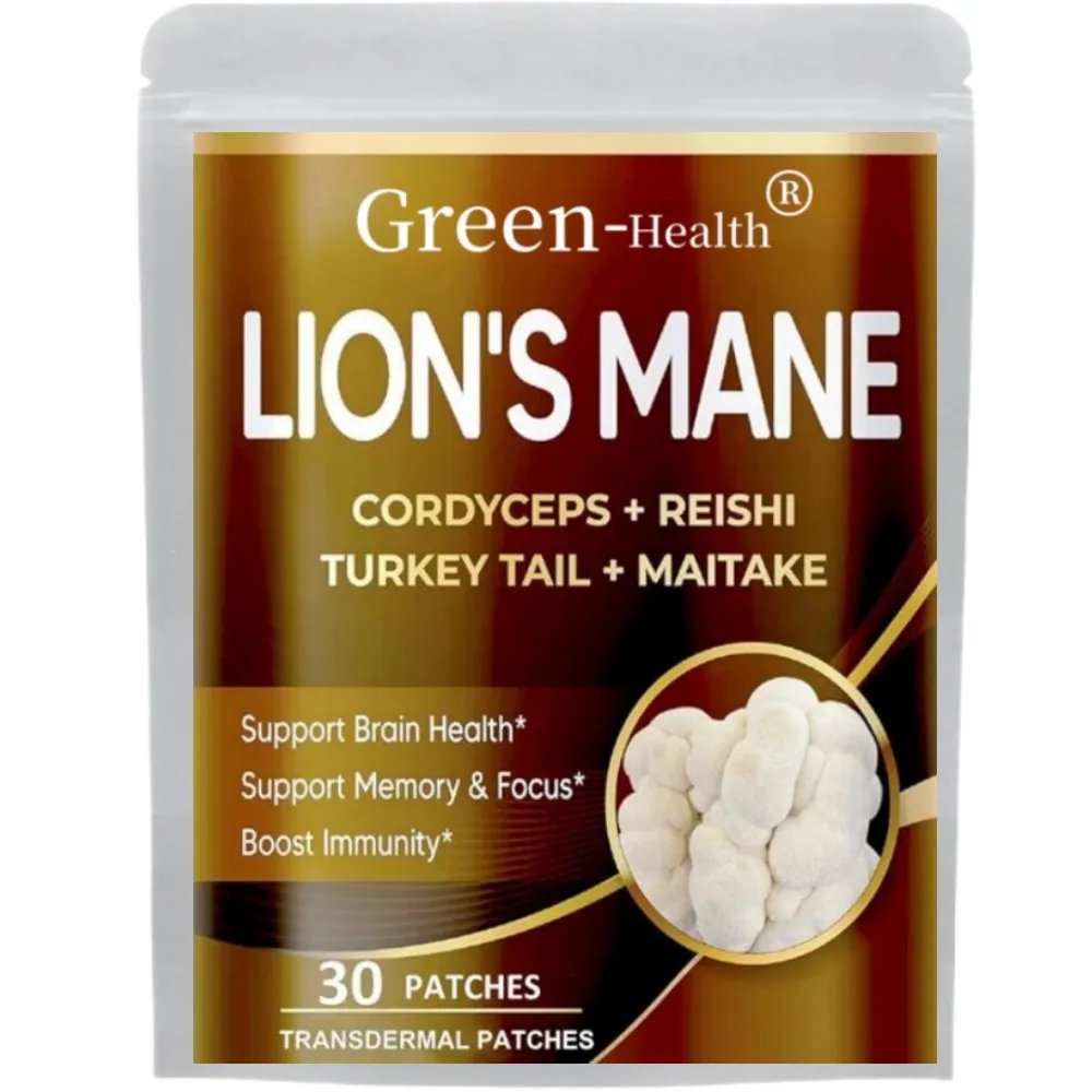 

30 Patches Lion's Mane Mushroom Transdermal Patches With Cordyceps, Reishi Mushroom-Brain Boosting Focus & Energy