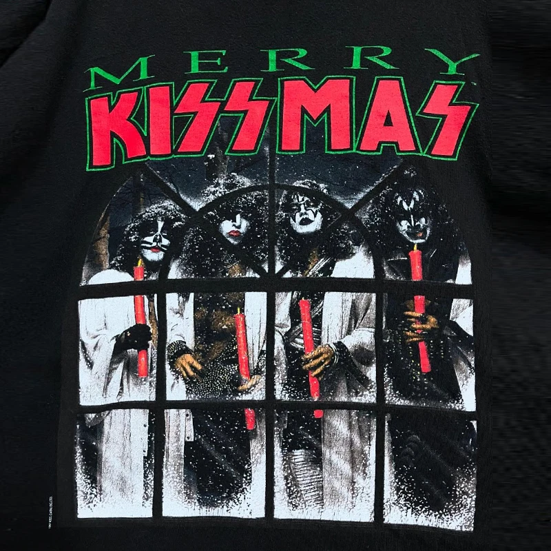 Kiss Heavy Metal Rock Band Cotton Short Sleeve T-Shirt Hiphop American Hip Hop Trendy Brand Cool Printed Loose Fit round Neck