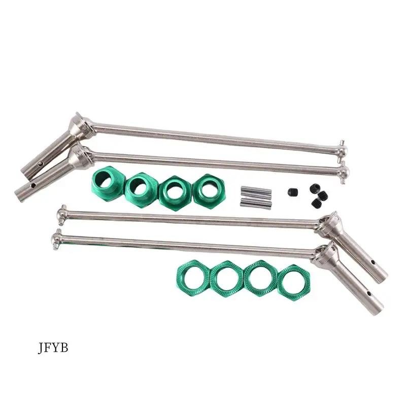 

JY-4Pcs Metal Front And Rear Drive Shaft CVD With Extended Wheel Hex For 1/10 Arrma Kraton Outcast Accessories Green
