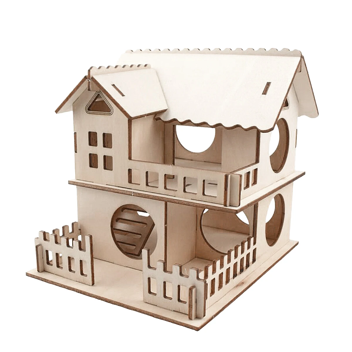 

Wooden Hamster House Pet Villa Solid Wood Chew Thick Board Diy Decor Metal Lock Wide Entrance Insulated Nest Safe Odor-Free