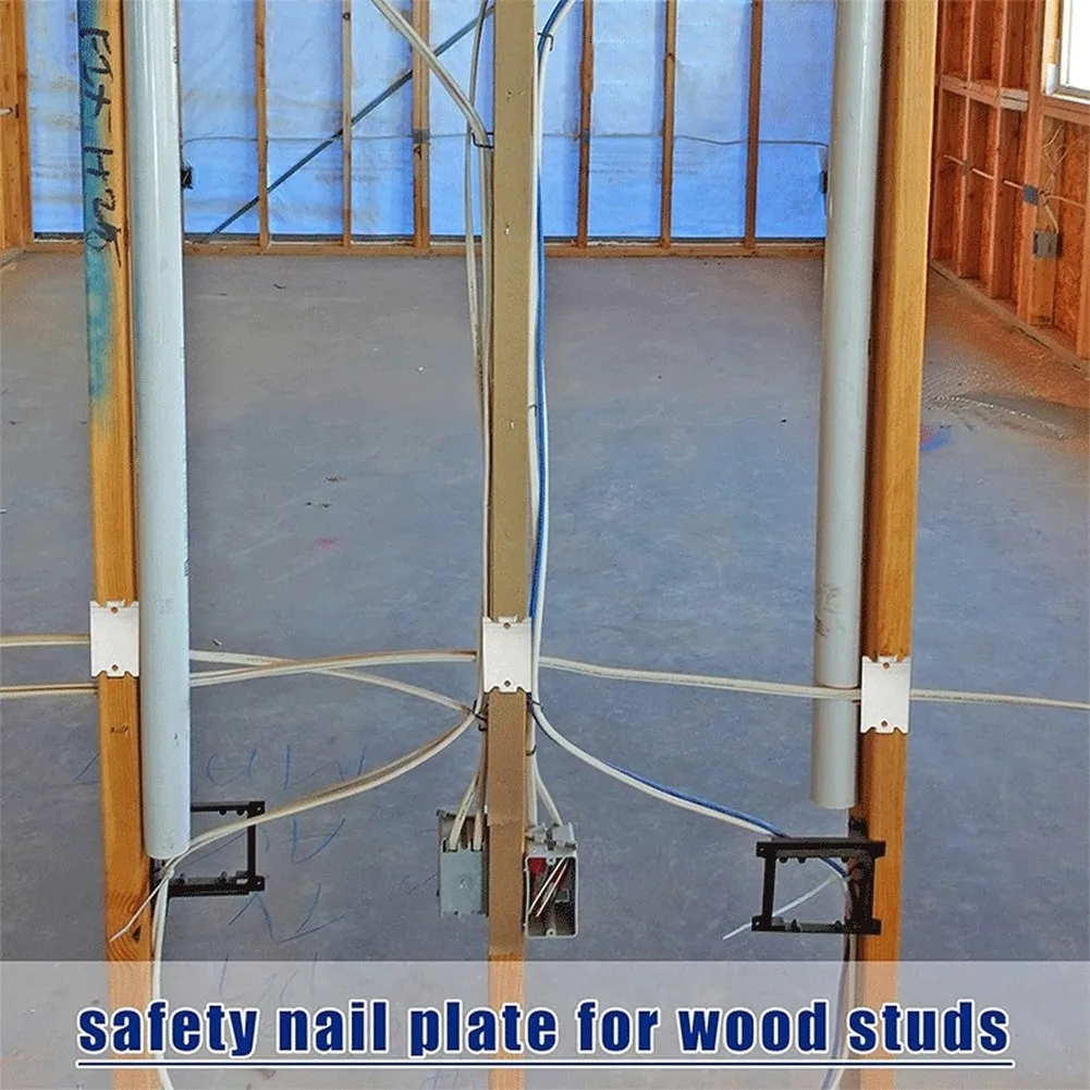 50pcs Steel Cable Protection Plates for Conduit Routing 6.4 x 3.8 cm Pre Drilled Holes Fork Ends for Secure Fastening