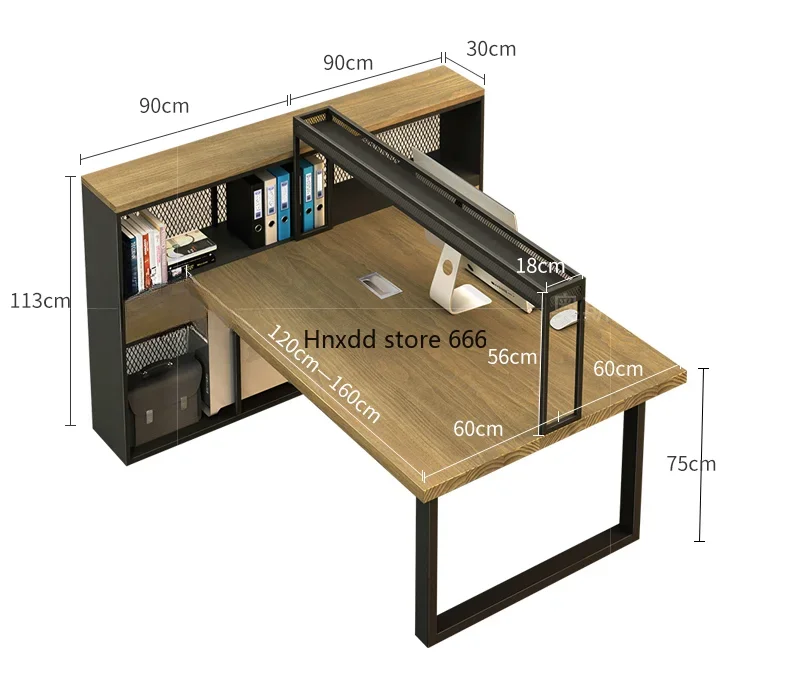 Staff office workstation solid wood desk and chair combination