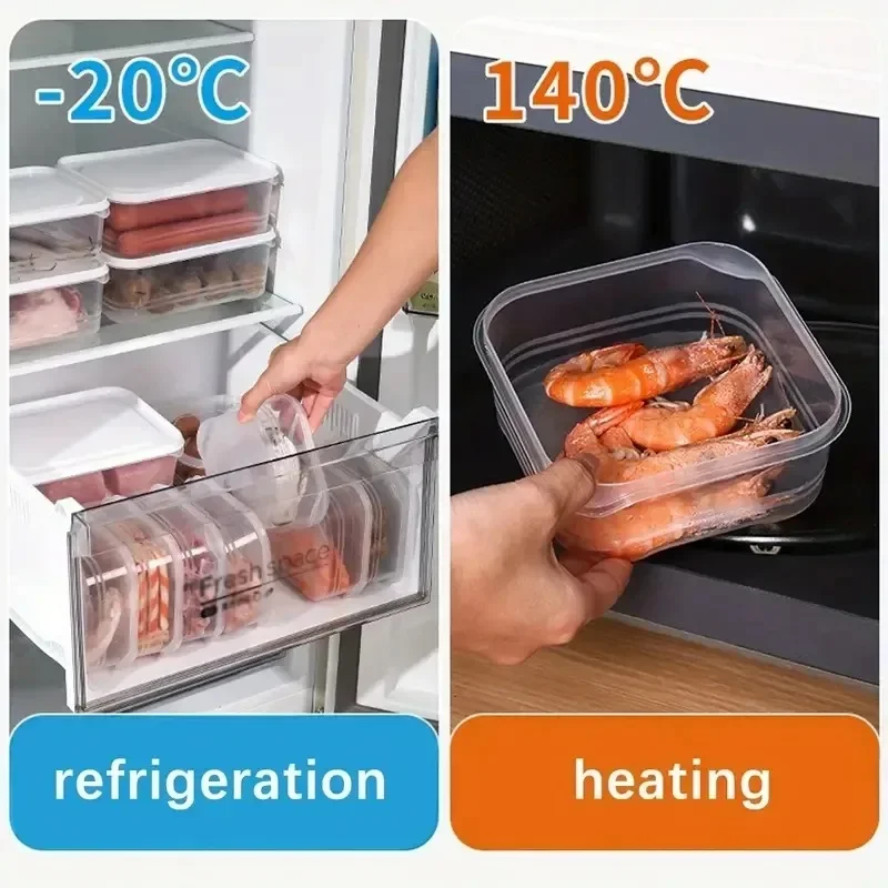 Boîte de Rangement Transparente en Plastique pour Réfrigérateur, Conteneur de Conservation Fraîche avec Couvercle pour la Cuisine, 5/1 Pièces