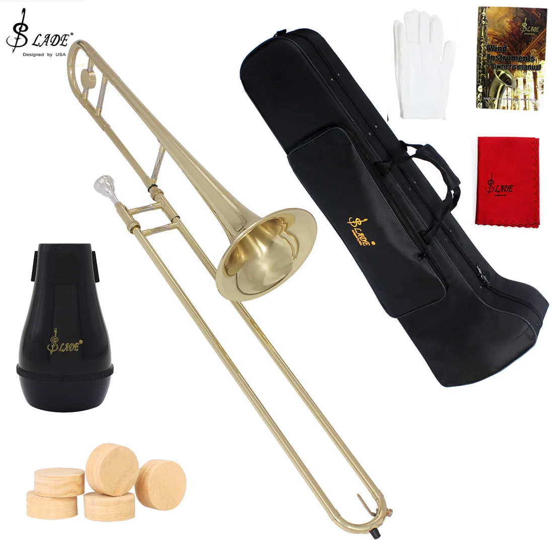 

SLADE Alto Trombone Silver Plating Brass Bb Tone B Flat Wind Instrument with Trombone Cupronickel Mouthpiece & Accessories