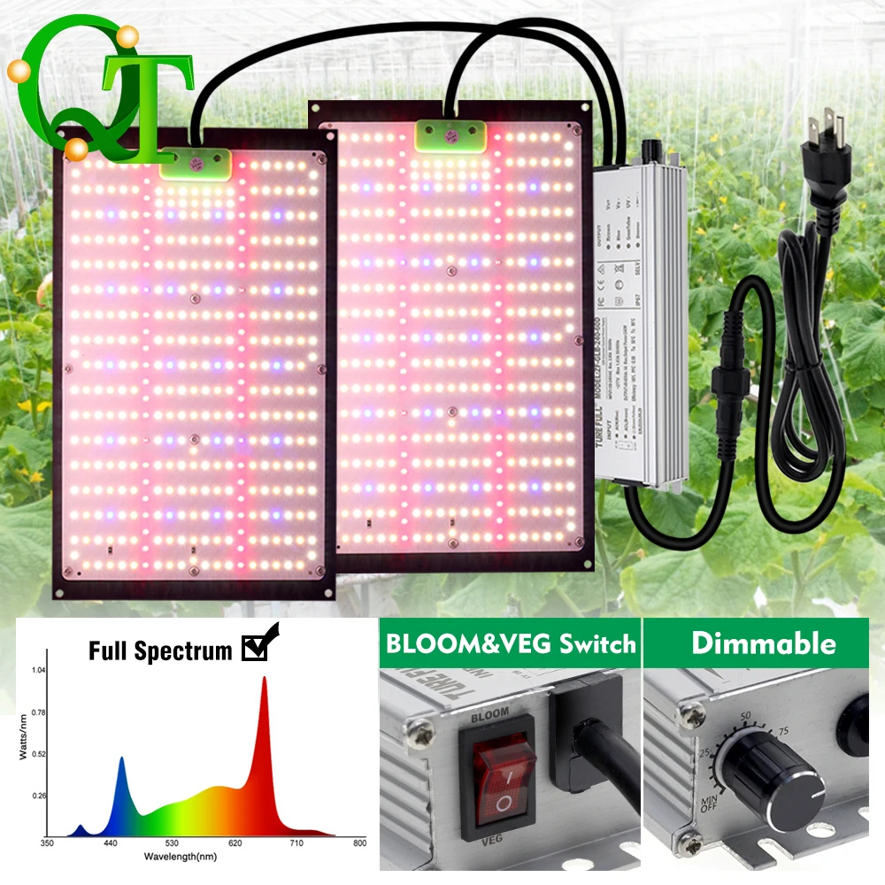 

120 Вт/240 Вт Черная квантовая пластина Полный спектр светодиодный светильник для роста Регулируемая яркость для адаптации роста растений на всех этапах