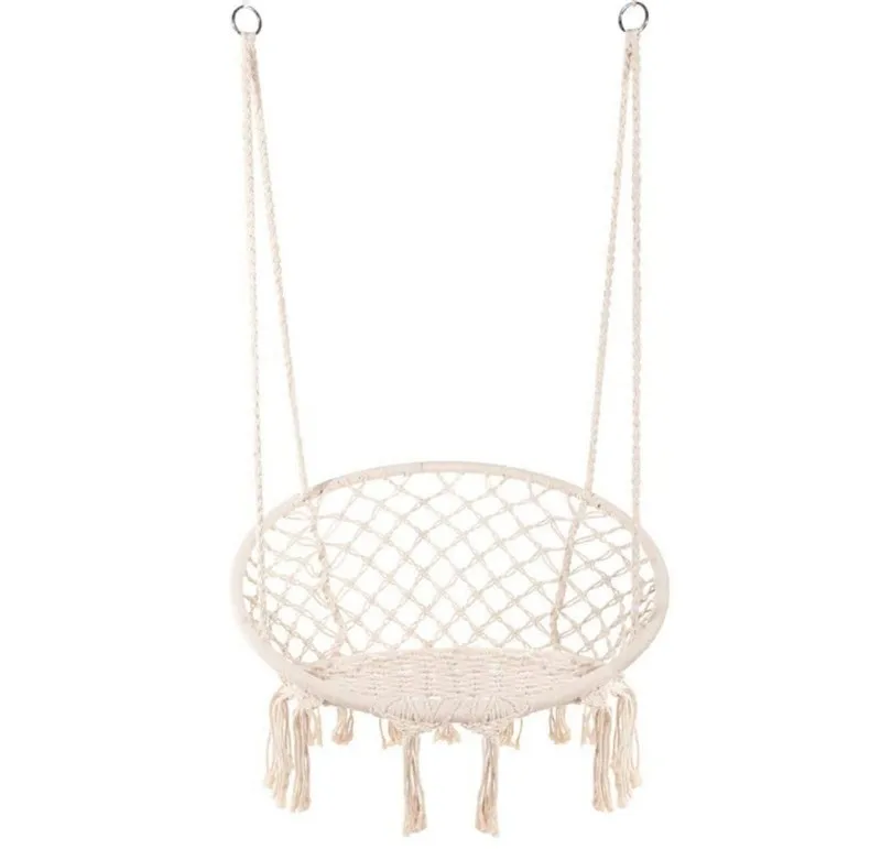 

Outdoor White Round Shape Hammock Chair for Garden Porch, Deck, Yard