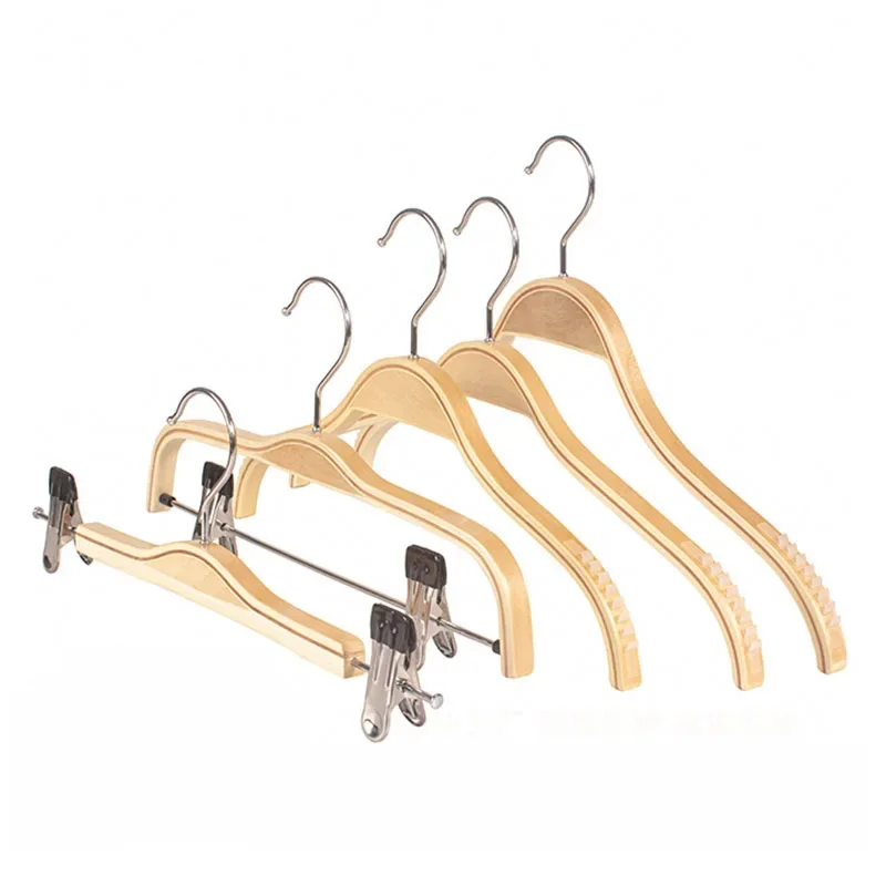 

5PCS/Lot Wooden Pants Hangers Non-Slip Wood Slack Hanger with 360° Swivel Hook Pants Hangers for Skirts Clamp Hangers Rack gass